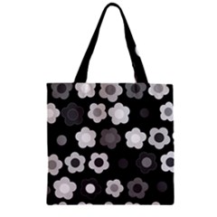 Floral Pattern Zipper Grocery Tote Bag