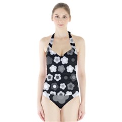 Floral Pattern Halter Swimsuit