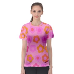 Pink Floral Pattern Women s Sport Mesh Tee