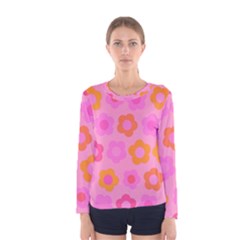 Pink Floral Pattern Women s Long Sleeve Tee