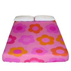 Pink Floral Pattern Fitted Sheet (queen Size)