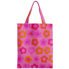 Pink Floral Pattern Zipper Classic Tote Bag by Valentinaart