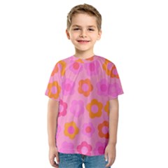 Pink Floral Pattern Kids  Sport Mesh Tee