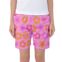 Pink Floral Pattern Women s Basketball Shorts