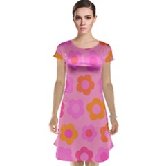 Pink Floral Pattern Cap Sleeve Nightdress