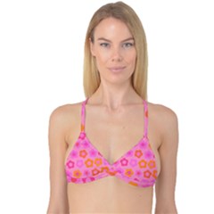 Pink Floral Pattern Reversible Tri Bikini Top