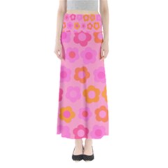 Pink Floral Pattern Maxi Skirts