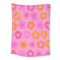 Pink Floral Pattern Medium Tapestry