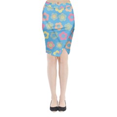 Floral Pattern Midi Wrap Pencil Skirt