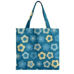 Floral Pattern Zipper Grocery Tote Bag