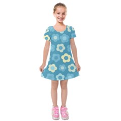 Floral Pattern Kids  Short Sleeve Velvet Dress