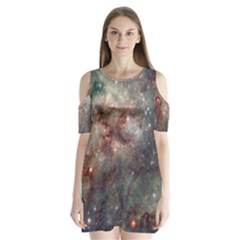 Tarantula Nebula Shoulder Cutout Velvet  One Piece by SpaceShop