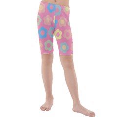 Floral Pattern Kids  Mid Length Swim Shorts