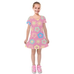 Floral Pattern Kids  Short Sleeve Velvet Dress