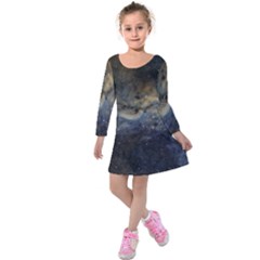 Propeller Nebula Kids  Long Sleeve Velvet Dress