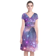 Small Magellanic Cloud Short Sleeve Front Wrap Dress by SpaceShop