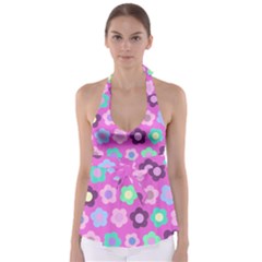 Floral Pattern Babydoll Tankini Top