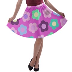 Floral Pattern A-line Skater Skirt