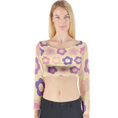 Floral Pattern Long Sleeve Crop Top