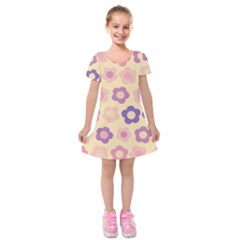 Floral Pattern Kids  Short Sleeve Velvet Dress