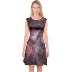 Carina Peach 4553 Capsleeve Midi Dress by SpaceShop