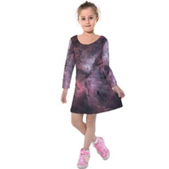 Carina Peach 4553 Kids  Long Sleeve Velvet Dress by SpaceShop