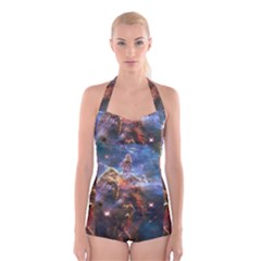 Pillar And Jets Boyleg Halter Swimsuit  by SpaceShop