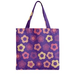 Floral Pattern Zipper Grocery Tote Bag