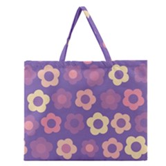 Floral Pattern Zipper Large Tote Bag