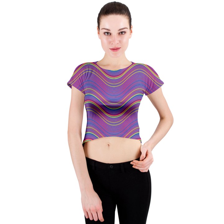 Pattern Crew Neck Crop Top