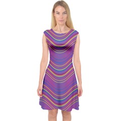 Pattern Capsleeve Midi Dress