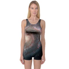 Whirlpool Galaxy And Companion One Piece Boyleg Swimsuit by SpaceShop