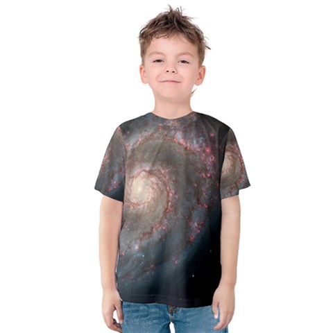 Whirlpool Galaxy And Companion Kids  Cotton Tee by SpaceShop