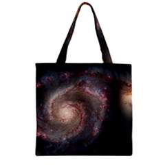 Whirlpool Galaxy And Companion Zipper Grocery Tote Bag by SpaceShop