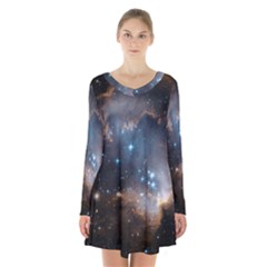 New Stars Long Sleeve Velvet V-neck Dress by SpaceShop