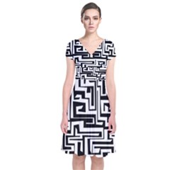 Pattern Short Sleeve Front Wrap Dress