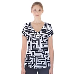 Pattern Short Sleeve Front Detail Top