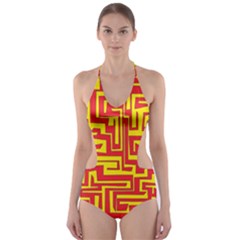 Pattern Cut-out One Piece Swimsuit