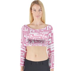 Pink Pattern Long Sleeve Crop Top by Valentinaart