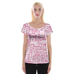 Pink Pattern Women s Cap Sleeve Top