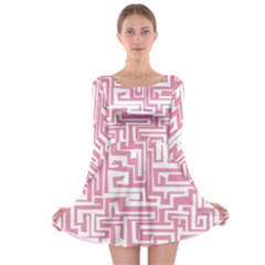 Pink Pattern Long Sleeve Skater Dress