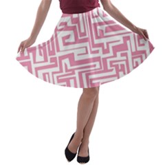 Pink Pattern A-line Skater Skirt