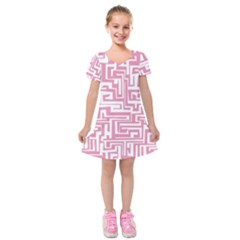 Pink Pattern Kids  Short Sleeve Velvet Dress