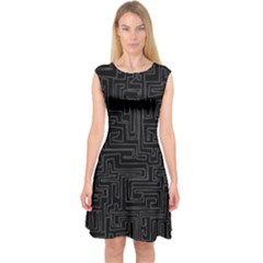 Pattern Capsleeve Midi Dress