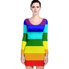 Rainbow Long Sleeve Velvet Bodycon Dress