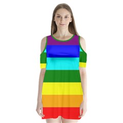 Rainbow Shoulder Cutout Velvet  One Piece