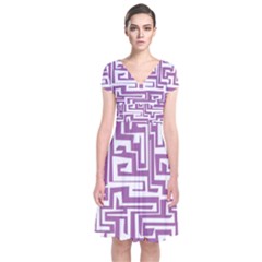 Pattern Short Sleeve Front Wrap Dress