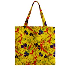 Floral Pattern Zipper Grocery Tote Bag