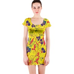 Floral Pattern Short Sleeve Bodycon Dress