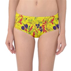 Floral Pattern Mid-waist Bikini Bottoms by Valentinaart